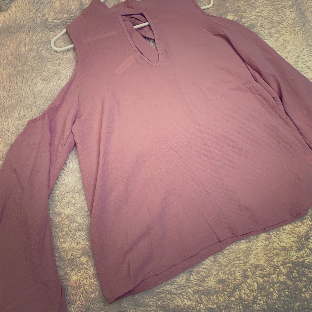 Pink long sleeve off the shoulder blouse